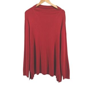 J.Jill Womens Sz 3X Red Mock Neck Tunic Sweater Cotton Silk Wool Blend‎ Knit